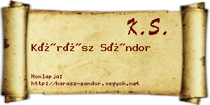 Kárász Sándor névjegykártya