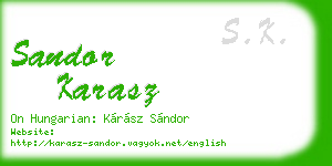 sandor karasz business card